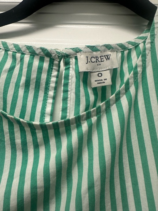 J. Crew Women's Green and White Striped Tiered Midi Dress - Picture 3 of 7